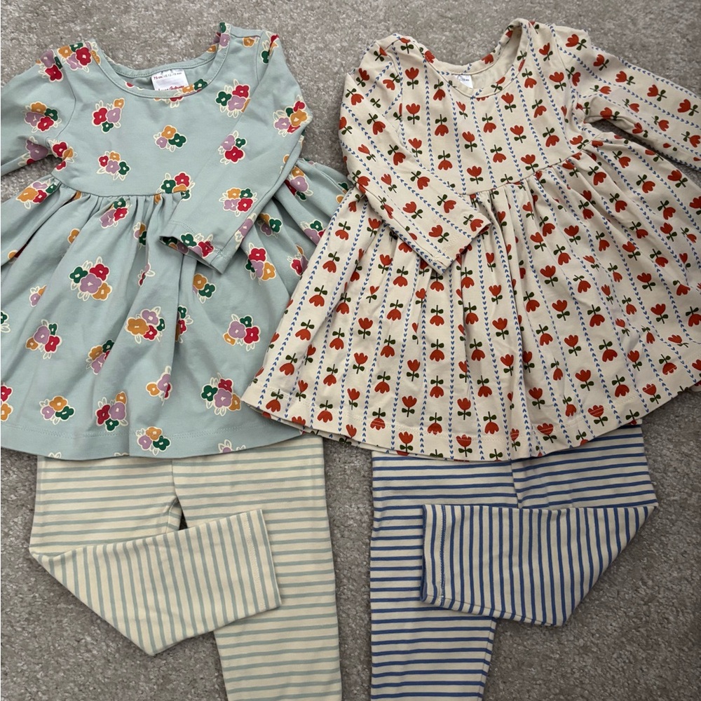 Hanna Andersson Floral and Striped play dress sets